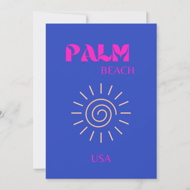 Palm Beach, Travel Art, Florida, Blue Dankeskarte (Vorderseite)
