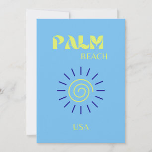Palm Beach, Travel Art, Florida, Preppy, Blue Feiertagskarte