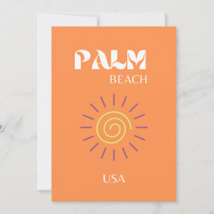 Palm Beach, Travel Art, Preppy, Orange Dankeskarte