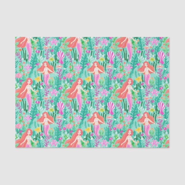 Palm Beach Tropical Island Mermaids Seidenpapier (Vorderseite)
