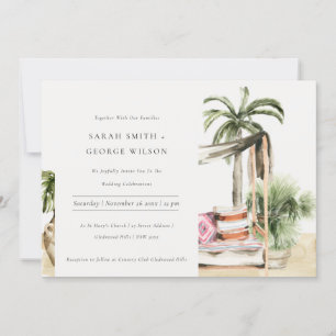 Palm Beach Tropical Palm Cabana Wedite Dankeskarte