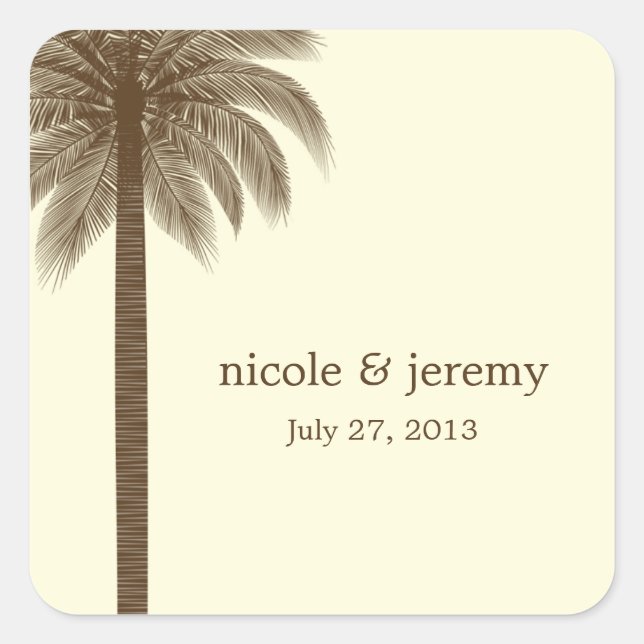 Palm Beach Wedding Favor Sticker - Brown (Vorderseite)
