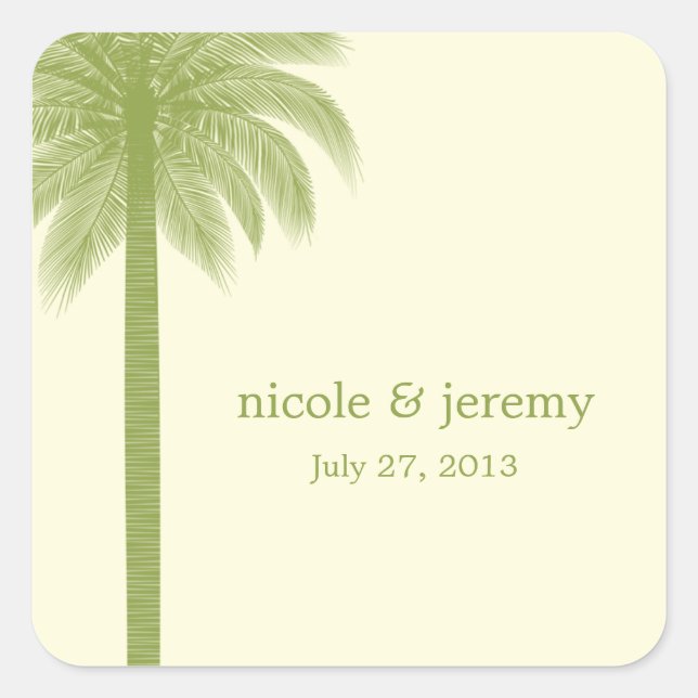Palm Beach Wedding Favor Sticker - Green (Vorderseite)