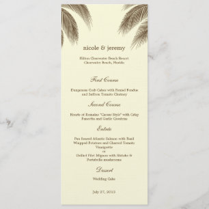 Palm Beach Wedding Menu Card - Brown Menükarte