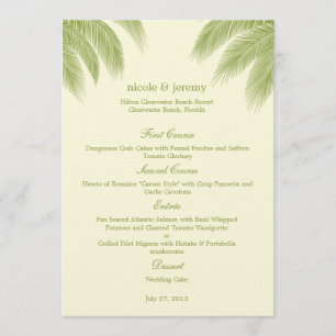 Palm Beach Wedding Menu Card - Green Menükarte
