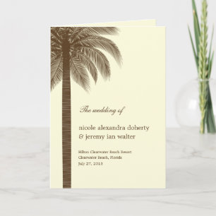 Palm Beach Wedding Program Card - Brown Programm