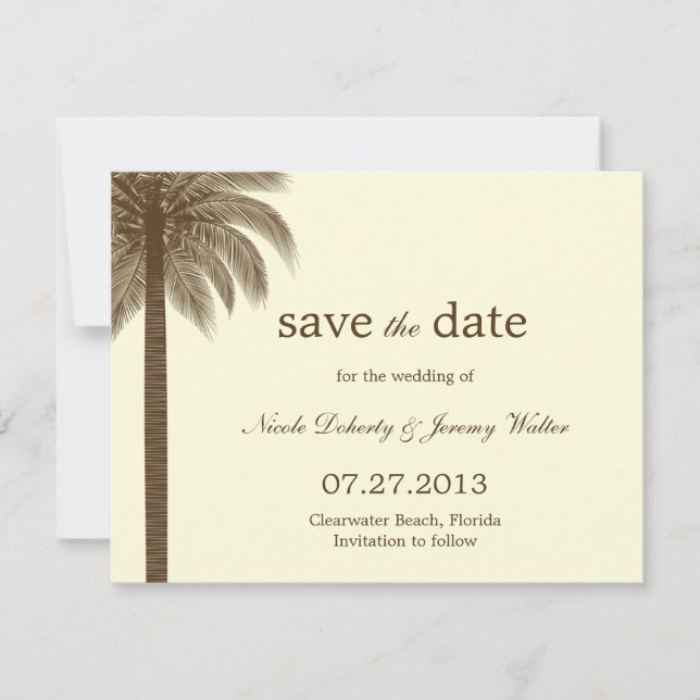 Palm Beach Wedding Save the Date Cards - Brown (Vorderseite)