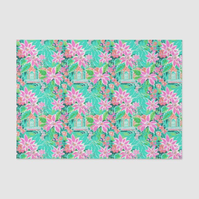 Palm Beach Weihnachten Wasserfarbe Lebkuchen Haus Seidenpapier (Vorderseite)