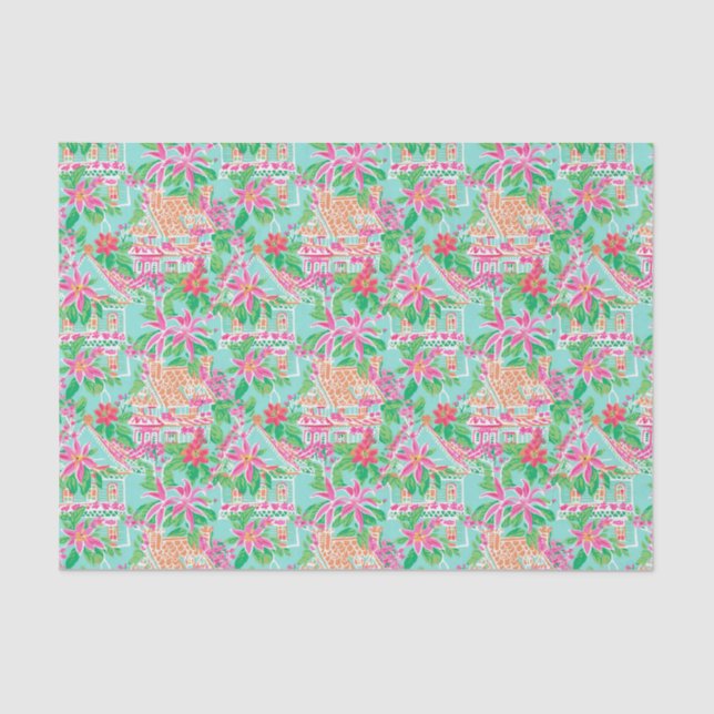 Palm Beach Weihnachten Wasserfarbe Lebkuchen Haus Seidenpapier (Vorderseite)