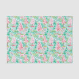 Palm Beach Weihnachten Wasserfarbe Rosa & Grüne Bä Seidenpapier