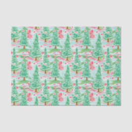 Palm Beach Weihnachten Wasserfarbe Rosa & Grüne Bä Seidenpapier