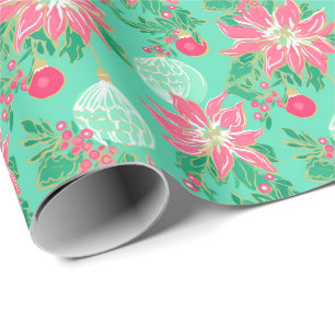 Palm Beach Weihnachten Wasserfarben Blumendekorati Geschenkpapier