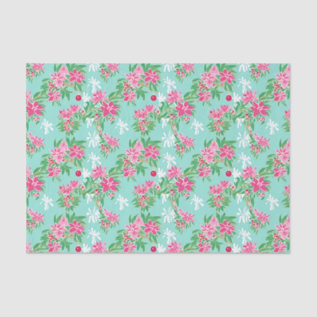 Palm Beach Weihnachten Wasserfarben Blumendekorati Seidenpapier (Vorderseite)