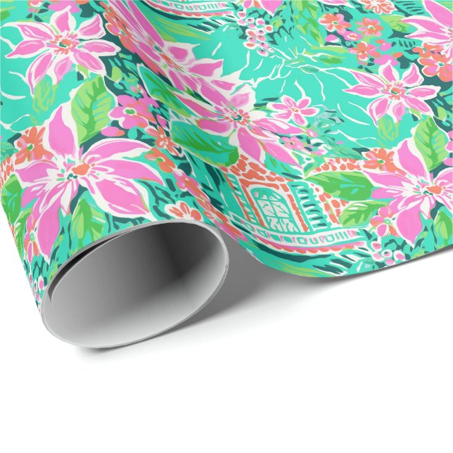 Palm Beach Weihnachten Wasserfarben Gingerbread Hä Geschenkpapier (Rolleneckpunkt)