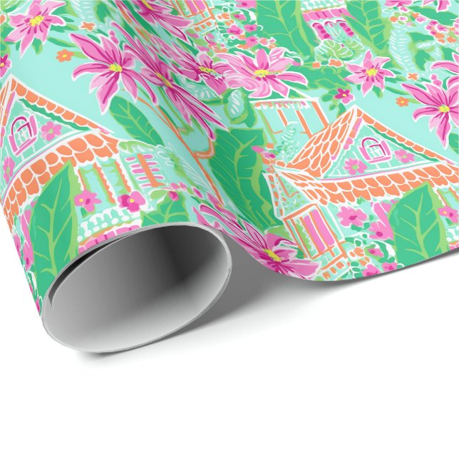 Palm Beach Weihnachten Wasserfarben Gingerbread Hä Geschenkpapier (Rolleneckpunkt)