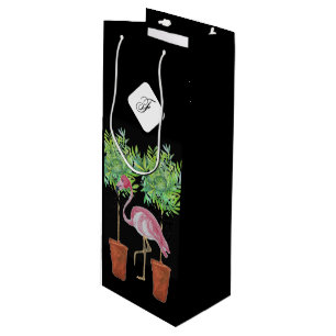 Palm Black Pink Flamingos Wine Bag Geschenktüte Für Weinflaschen
