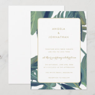 Palm Blätter Beach Tropical Wedding Einladung