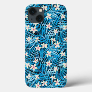 Palm Blätter Blaues Muster iPhone 13 Hülle