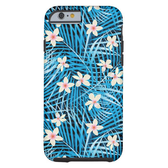 Palm Blätter Blaues Muster Case-Mate iPhone Hülle (Rückseite)