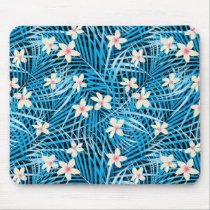 Palm Blätter Blaues Muster Mousepad