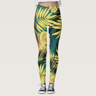 Palm-Blätter: Dunkel Vintag tropisch Leggings