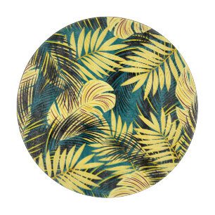 Palm-Blätter: Dunkel Vintag tropisch Schneidebrett