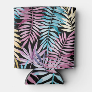 Palm-Blätter: dunkles Aquarellmuster Dosenkühler