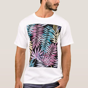 Palm-Blätter: dunkles Aquarellmuster T-Shirt