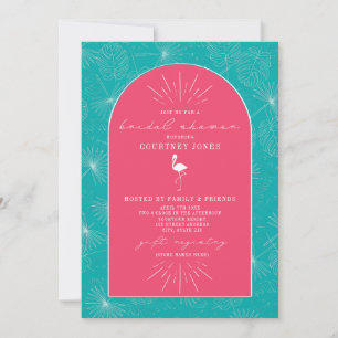 Palm Blätter Flamingo Pink Blue Brautparty Einladung