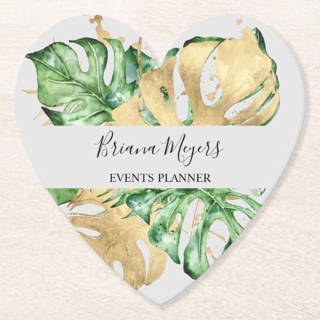 Palm Blätter Gold Tropical Gold Sand Untersetzer (Vorderseite)