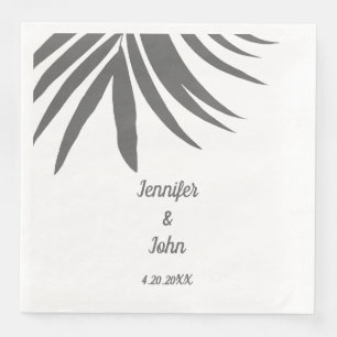 Palm Blätter Gray White Custom Tropical Wedding Serviette