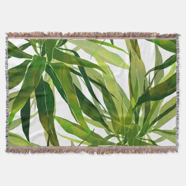 Palm-Blätter Handgemalte Muster Decke (Vorderseite)
