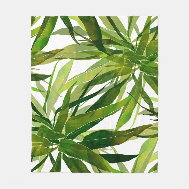 Palm-Blätter Handgemalte Muster Fleecedecke (Vorderseite)