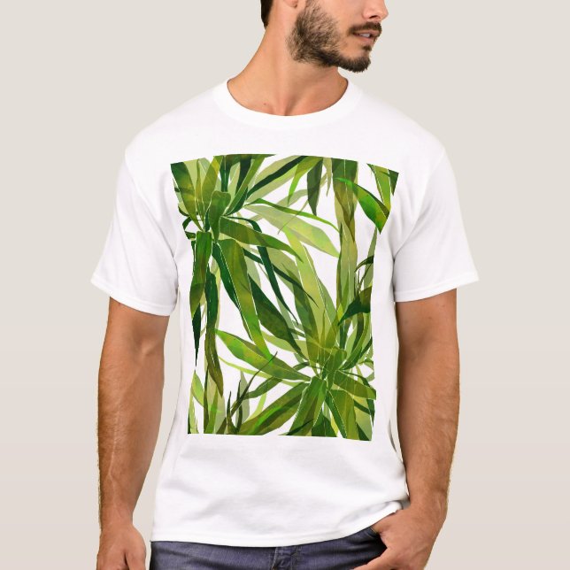 Palm-Blätter Handgemalte Muster T-Shirt (Vorderseite)