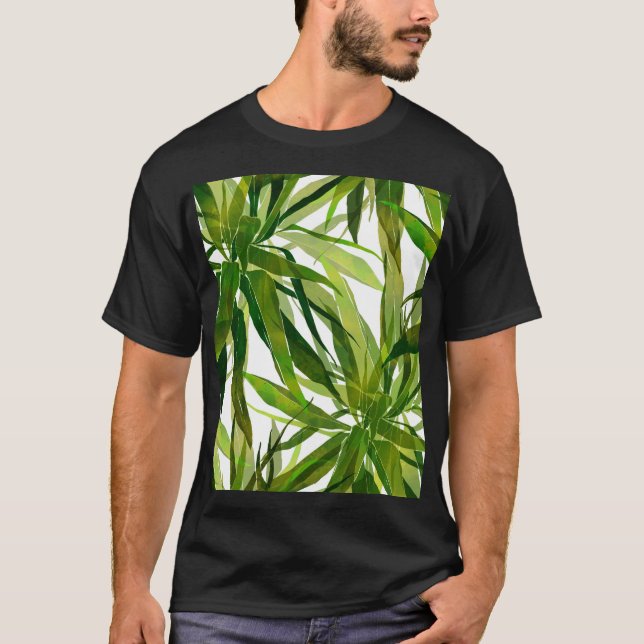 Palm-Blätter Handgemalte Muster T-Shirt (Vorderseite)