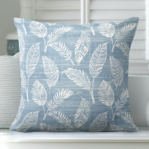 Palm Blätter Hellblau und Weiß Kissen Kissen