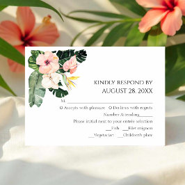 Palm Blätter Hibiskus Tropical Wedding RSVP Cards Karte