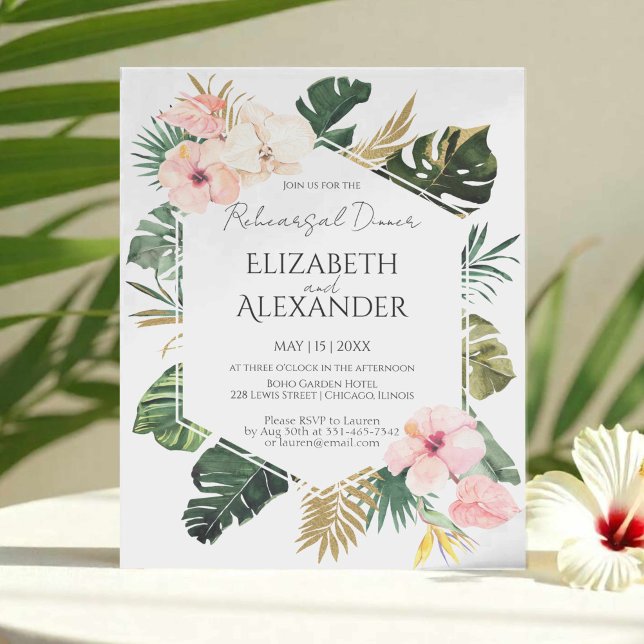 Palm Blätter Hibiskus Tropische Probe Abendessen (Von Creator hochgeladen)