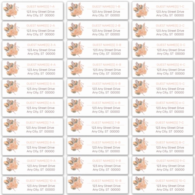 Palm-Blätter | Hydrangea Blooms Guest Address List Aufkleber (Vorderseite)