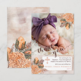 Palm Blätter Hydrangea Girl Foto Taufe Vielen Dank Dankeskarte