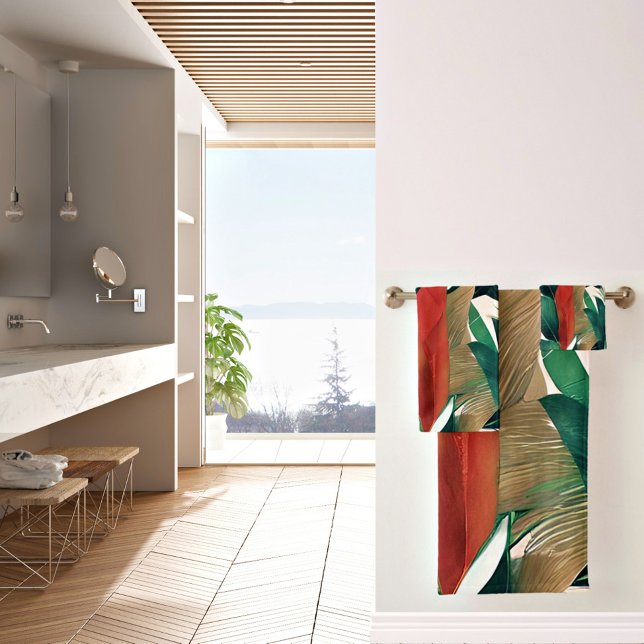 Palm-Blätter in gedämpften Tönen Badhandtuch Set (Von Creator hochgeladen)