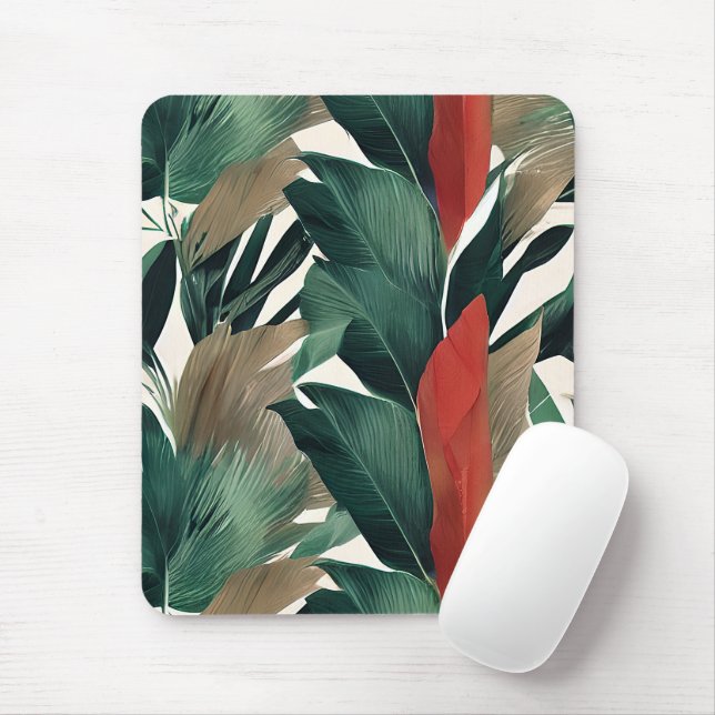 Palm-Blätter in gedämpften Tönen Mousepad (Mit Mouse)