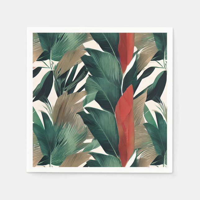 Palm-Blätter in gedämpften Tönen Serviette (Vorderseite)