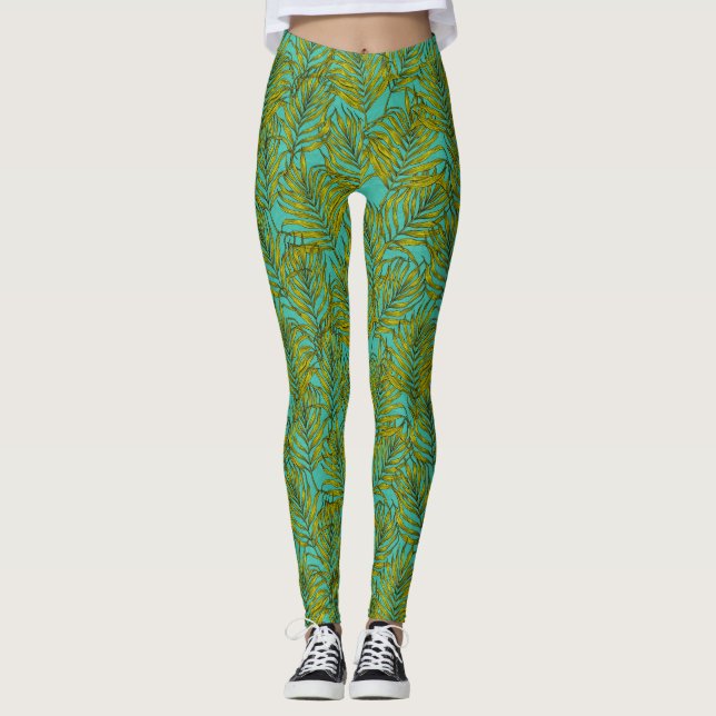 Palm-Blätter Leggings (Vorderseite)