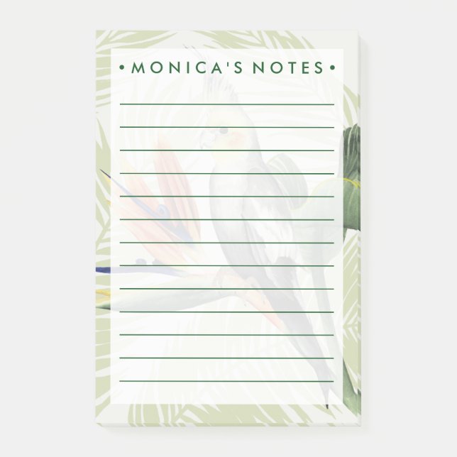 Palm Blätter mit Black Bird Post-it Klebezettel (Vorderseite)