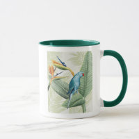 Palm-Blätter mit Blauem Vogel