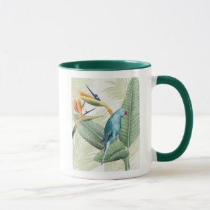 Palm-Blätter mit Blauem Vogel Tasse