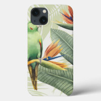 Palm-Blätter mit grünem Vogel