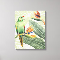 Palm-Blätter mit grünem Vogel