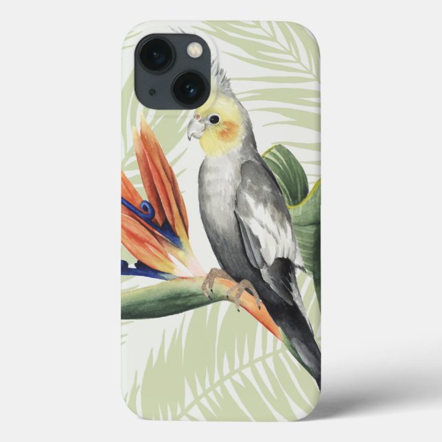 Palm-Blätter mit schwarzem Vogel Case-Mate iPhone Hülle (Rückseite)